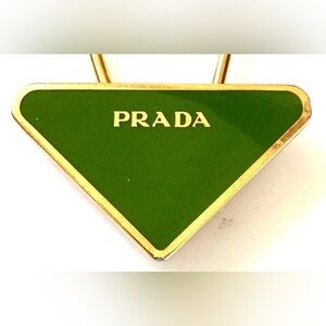 PRADA Green Enamel Triangle Key Holder | Vintage Made in Italy Style M713